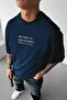 Men's Mythical Pegasus Printed Navy Blue Crew Neck Oversize Loose T-Shirt - 2