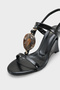 Women's Oval Toe Buckled Wedge Heel Pack Daily Sandals Neri Black - 4