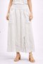 Women's Italian White Waisted Elastic Pocket Leg Zipper Detailed Linen Long Skirt