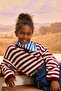 Striped Wool Sweater Burgundy-Ecru - 2