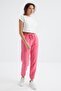 Candy Pink High Waist Basic Lace-Up Jogger Fleece Women's Tracksuit Bottom - 94622 - 5