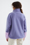 Light Purple Hem Gathered Half Zipper Standard Fit Women's Fleece Sweatshirt - 97238 - 6
