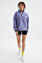 Light Purple Half Zipper Skirt Hem Gathered Stand Collar Standard Fit Women's Fleece Sweatshirt - 97236 - 5