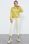 Lemon Half Zipper Hem Gathered Women's Fleece Standard Fit Sweatshirt - 97171 - 2