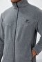 Gray Melange Mock Neck Basic Zipper Pocket Standard Fit Men's Fleece Tracksuit Set - 85193 - 6