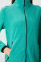 Sea Green High Collar Zippered Comfortable Form Women's Fleece Sweatshirt - 97173 - 7