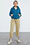 Emerald Half Zipper Hem Gathered Women's Fleece Standard Fit Sweatshirt - 97171 - 6