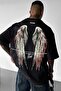 Men's Freedom Wing Printed Black Oversize Casual T-Shirt - 3