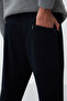 Navy Blue Hidden Zip Comfortable Form Rubber Leg Fleece Men's Tracksuit Bottom - 84866 - 5