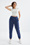 Indigo High Waist Basic Lace-Up Jogger Fleece Women's Sweatpants - 94622 - 5