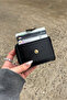 Black Faux Leather Card Holder Wallet with Horizontal Mechanism