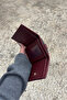 Vertical Mechanism Claret Red Card Holder Wallet - 5