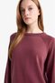 Regular Fit Crew Neck Slit Basic Plain Knitwear Sweater Tunic009012