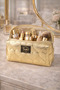 Heart Quilted Embroidered Metallic Gold Color Makeup Bag Pcs, Gold Metallic Makeup Bag Pcs - 4