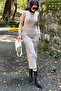 Women's Ribbed Knitwear Dress - 6