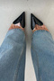 Lady Black Patent Leather Transparent Heart Model 8 cm Pointed Toe Thin-Heel Heart Shoes Stiletto - 4