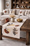 Spring Flowers Patterned Brown Lines Patterned Digital Printed Decorative Runner - 5
