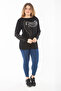 Women's Plus Size Black Sleeve and Stone Detailed Blouse 65N37325 - 8
