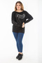 Women's Plus Size Black Sleeve and Stone Detailed Blouse 65N37325 - 5