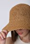 قبعة نسائية من القش المحبوك باللون الجملي - 4