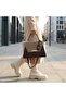 Women's Brown Cream Crocodile Leather Bag with Lock Detail - 4