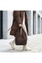 Women's Brown Suede Extra Mini Bag with Side Straps and Handle Detail, Internal Compartment, Hand and Shoulder Bag - 2