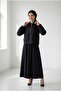 Anife Zippered Cupra Suit with Bellows Detail on the Front and Skirt - Mf256 Black