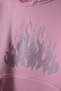 Flame Stone Printed Oversize Unisex Pink Hoodie - 8