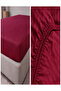 Striped Cotton Satin Claret Red Hotel Series Double Duvet Cover Set with Elastic Sheets - 5