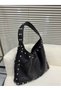 Black Women's Hand and Shoulder Bag with Trok Staple Detail (Marteniçka Bracelet Is a Gift!) !)) - 2