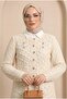 Pompom Round Neck Buttoned Knitwear Cardigan -Cream - 3