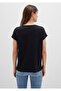 V-Neck Black Basic T-Shirt Loose Fit / Loose Relaxed Fit 1600961 -900 - 4