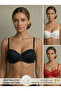 3-Piece Strapless Lace Silicone Padded Red Push-Up Bra