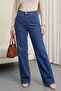 Zippered Palazzo Jeans with Pockets -Blue