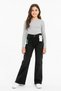 Bayhas Girl's Black Wide Leg Embroidered Denim Pants - 8