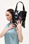 Women's Stylish Modern Eiffel Tower Print Detailed Zipper Closure Shoulder Bag - 5