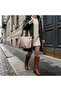 Copper Women's Large Size Inflatable Parachute Bag with Zipper and Side Compartments, Stripe Detailed Daily Shoulder Bag