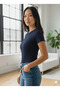 Dark Navy Fitted/Fitted Crop T-Shirt - 4