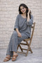 Women's 100% Linen Fabric Mesh Pocket Trucker Sleeve Blouse and Mesh Detailed Tassel Trousers 2-Piece Combination with Surprise Bracelet Gift - 4