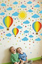 Colorful Flying Balloons, Clouds, Stars Sun Children's Room Wall Sticker Set - 3