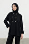 Oversized Cut Double-Button Detail Modest Women's Woven Set 3159 – Special Series - 2