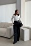 Black Wide Leg Fabric Trousers - 4