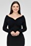 Women Solid Bodycon Dress, Black - 2