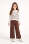 Brown Heart Pattern Sweater, Shirt and Pants for Girls, 3-Piece Set 23734