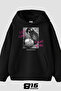 Love Lost Printed Oversized Unisex Black Hoodie - 3