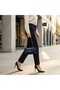 Women's Navy Blue Satin Chain Strap Evening Dress Clutch Portfolio and Crossbody Bag - 2
