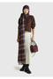 Women's dark brown wool blend patterned crew neck sweater - 5
