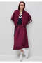 Women's Burgundy 100% Cotton Striped Zippered Hooded Canvas Jacket - 5