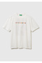 Men's cream 100% cotton front and back Printed logo detailed t-shirt - 2