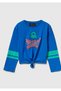 Girl's Blue 100% Cotton Stranger Things T-Shirt with Front Knot Detail and Sleeve Stripe Print
